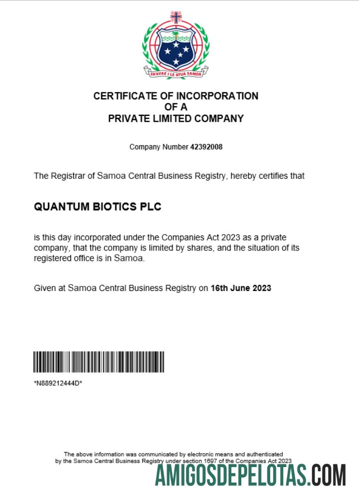 Certificado de registro comercial de Samoa para download, modelo Word e PDF